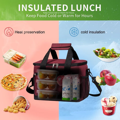 iknoe Large Foldable Cooler Bag, 8.5L Insulated Lunch Bag, Leakproof Lunch Cooler Tote with Multi-Bag Design Suitable for Beach, Picnic and Office Use,Red 15-Can