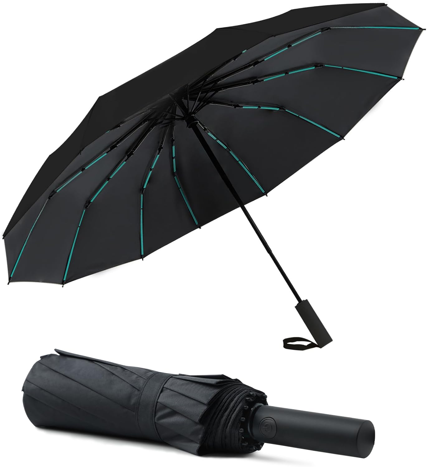 Large Double-Ribs Umbrella Automatic Folding Umbrella for Women Men, Travel, UPF 50+ UV Protection