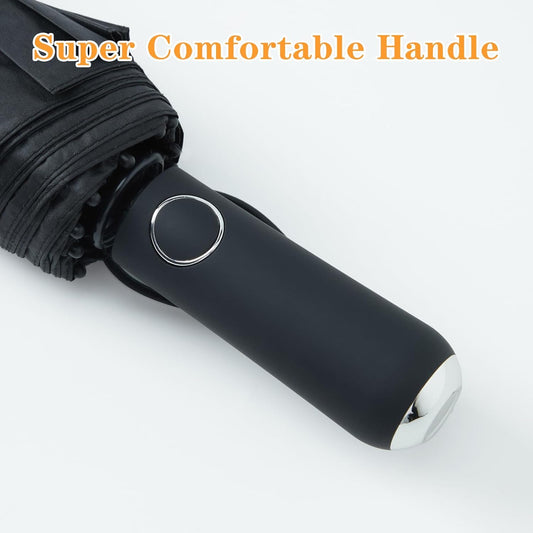Large Double-Ribs Umbrella Automatic Folding Umbrella for Women Men, Travel, UPF 50+ UV Protection