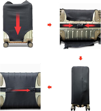 WUJIAONIAO Travel Luggage Cover Baggage Suitcase Cover Protector Skins 18-32 Inch (Pure Black, XL (for 29-32 inch luggage))