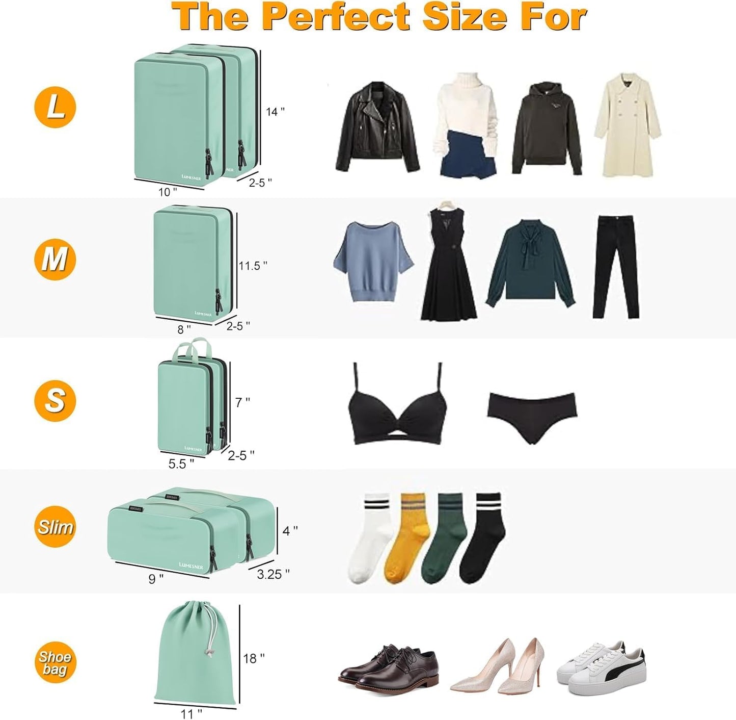 8 Set Compression Packing Cubes for Travel, Waterproof Luggage Organizers, Suitcase Organizer Set for Carry-On & Checked Baggage, Travel Accessories for Men & Women