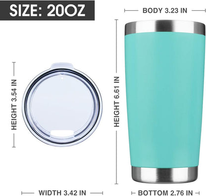 20oz Tumbler Bulk Stainless Steel Vacuum Insulated Tumblers with Lid Double Wall Travel Mug Powder Coated Coffee Cup, Suitable for Ice Drinks and Hot Beverage (Light blue 1pack)