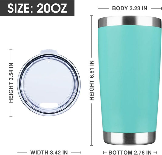 20oz Tumbler Bulk Stainless Steel Vacuum Insulated Tumblers with Lid Double Wall Travel Mug Powder Coated Coffee Cup, Suitable for Ice Drinks and Hot Beverage (Light blue 1pack)