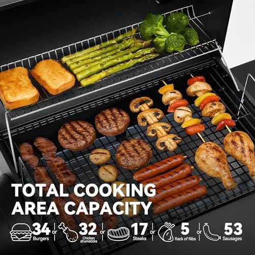 Royal Gourmet CC1830S BBQ Charcoal Grill and Offset Smoker, Outdoor Camping
