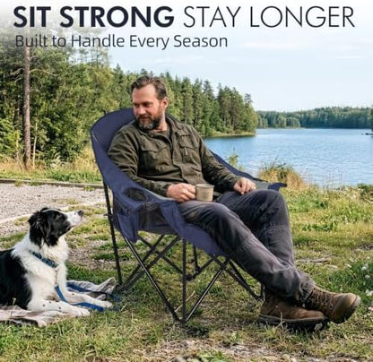 Oversized Camping Chairs for Adults - Heavy Duty Padded Outdoor Camp Chair