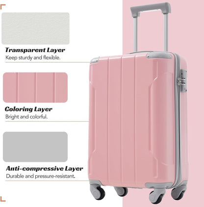 Merax Luggage Set 3 Piece, 20 Inch Carry on Spinner Suitcase with Corner Guards, Lightweight Durable, Airline Approved for Business or Weekend Travel