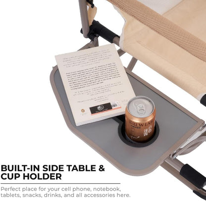 Heavy Duty Portable Folding Camping Chair for Adults with Padded | for Outdoor & Sports, Backpacking, Beach, Lawn, Hunting, Tailgating, Fishing | Supports 400 Lbs (Double, Beige)