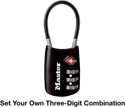 Master Lock 4688D Accepted Set Your Own Combination TSA Approved Luggage Lock, 1 Pack, Black