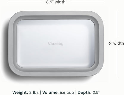Caraway Glass Food Storage - 6.6 Cup Glass Container - Ceramic Coated Food Container - Non Toxic, Non Stick - Dishwasher, Oven, & Microwave Safe – Gray