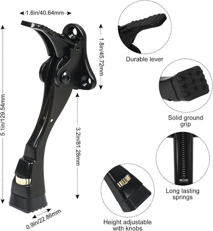 6 Packs Black Door Stops, Heavy Duty Kickdown Door Stopper, One Touch Adjustable Kickdown Door Stop for Heavy Doors, 4 in Metal Door Kickstand with Rubber Tip & Wall Protectors for Wide Doors