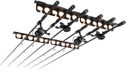 KastKing SafeGuard Fishing Rod Holder for Garage, Wall or Ceiling Mounted Fishing Rod Rack Storage Organizer, Fishing Pole Holder Holds 12 Rods or Combos in Less Than 36 Inches