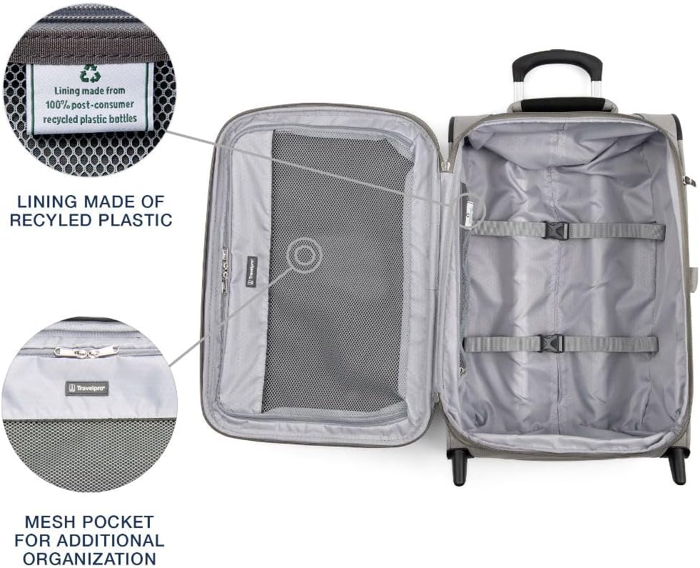 Travelpro Maxlite 5 Softside Expandable Upright 2 Wheel Carry on Luggage, Lightweight Suitcase, Men and Women, Champagne, Carry On 22-Inch