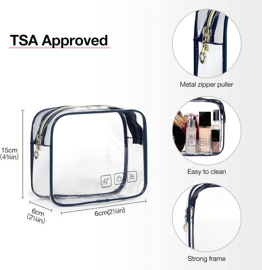 BAGSMART Toiletry Bag Hanging Travel Makeup Organizer with TSA Approved Transparent Cosmetic Bag Makeup Bag for Full Sized Toiletries, Large-Navy