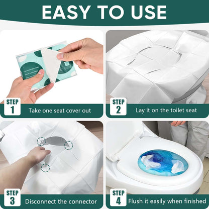 90 Pcs Disposable Flushable Paper Toilet Seat Covers Travel Supplies Essentials for Airplane, Public Restrooms, Bathroom, Hotels, Camping, Kids or Adults
