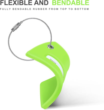 8 Pcs Luggage Tags for Suitcases, 26 Initial Letter Travel Luggage Baggage Identification Labels ID Tags Fully Bendable Tags with Stainless Steel Loop (Letter T, Green)