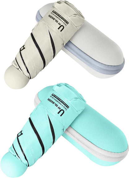 BAODINI Travel Mini Umbrella for Purse With Case Small Compact UV Sun Protection Sun Lightweight Tiny Pocket Umbrella for Women Kids and Men