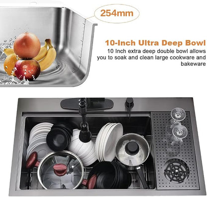 33 Inch Black Drop In Kitchen Sink - Image 6