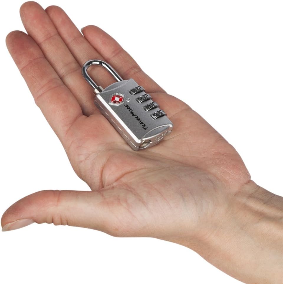 TSA Luggage Locks with 4 Digit Combination – Heavy Duty Set Your Own Padlocks for Travel, Baggage, Suitcases & Backpacks – 1 Pack Silver