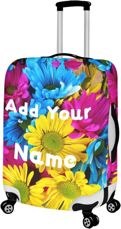 Customized Luggage Cover for Suitcase Personalized Name Suitcase Cover Fit 22-25 Inch Flower Luggage Covers Zip Closure Suitcase Cover Protector for Travel Business Anti-Scratch Baggage Cover