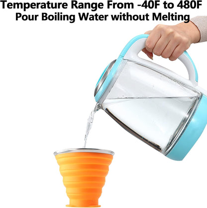 Litoexpe 2 Pack Silicone Collapsible Travel Cup Portable Folding Camping Cup Sets with Lids, Pink & Orange