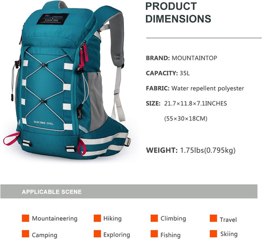MOUNTAINTOP Hiking Backpack 35L Travel Backpack Lightweight Daypack for Men&Women Outdoor Camping