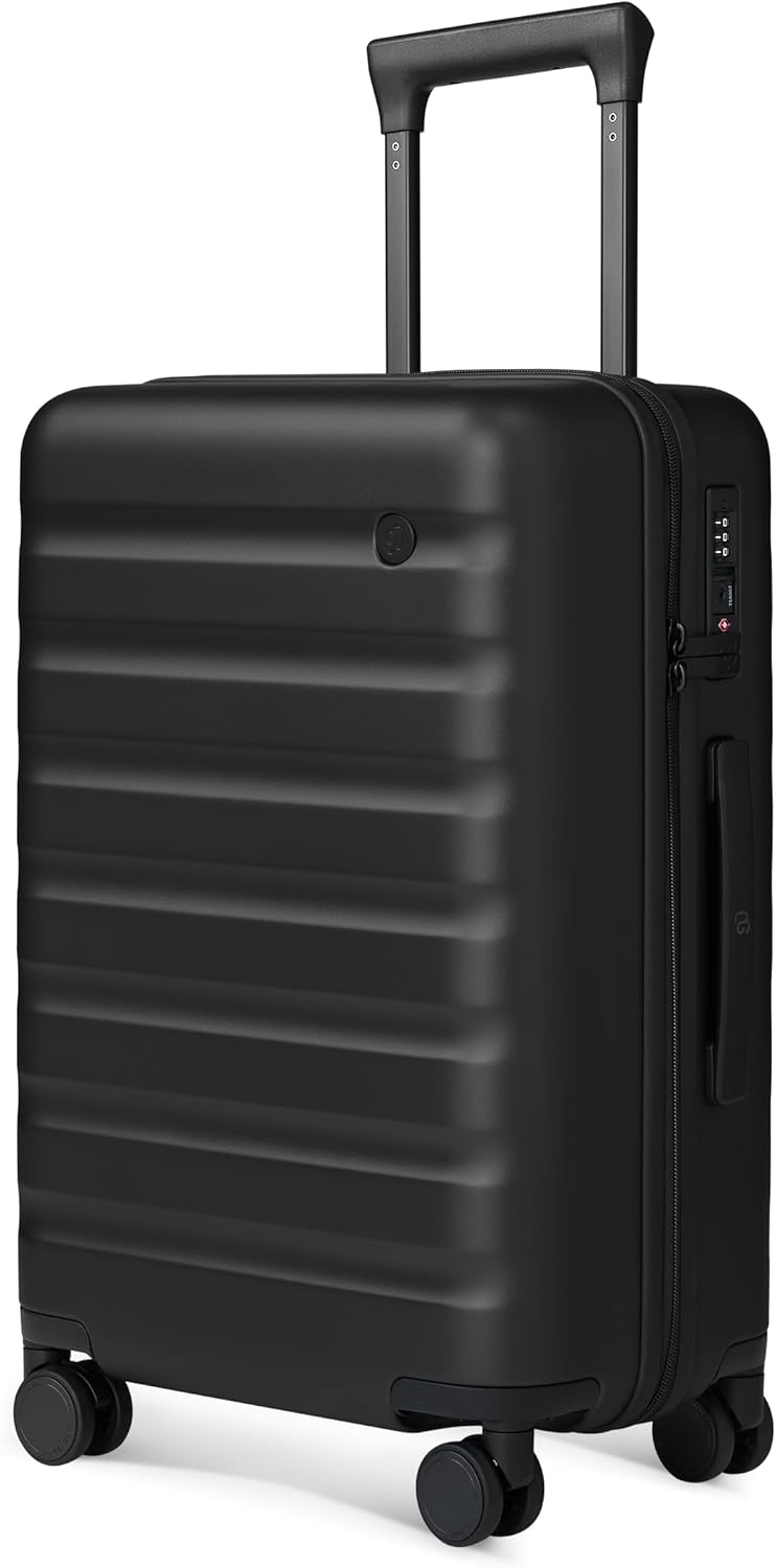 NINETYGO Carry On Luggage 22x14x9 Airline Approved, 20 Inch Luggage with Smooth Spinner Wheels, Lightweight, Hard Shell PC Suitcase Carry-On, Travel Luggage, TSA Approved (Black, Rhine Basic2.0)