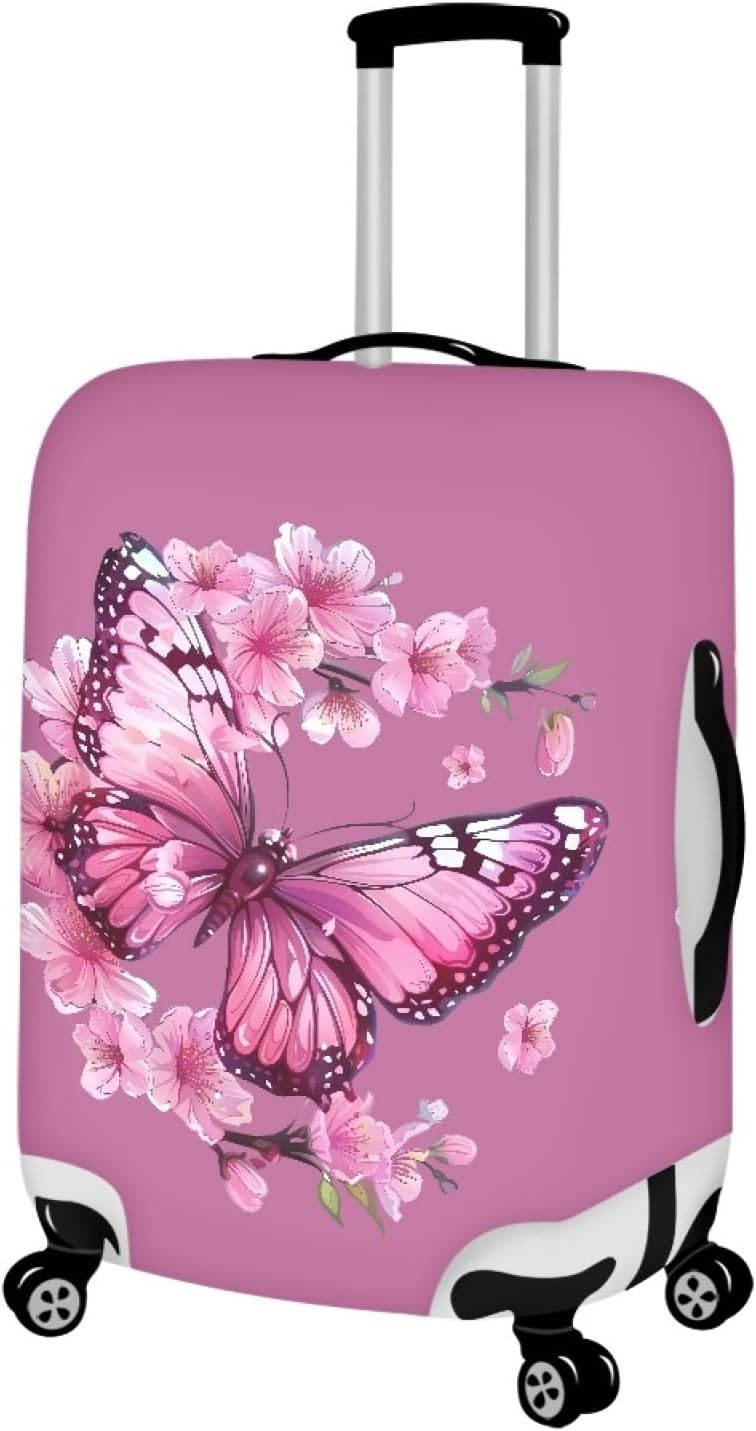 Purple Butterfly Luggage Cover Anti-scratch Baggage Suitcase Protector Fits 22-25 Inch Luggage