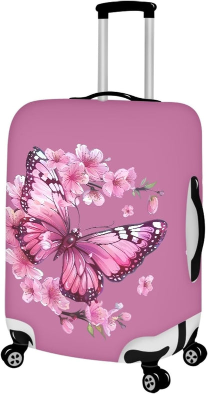 Purple Butterfly Luggage Cover Anti-scratch Baggage Suitcase Protector Fits 22-25 Inch Luggage