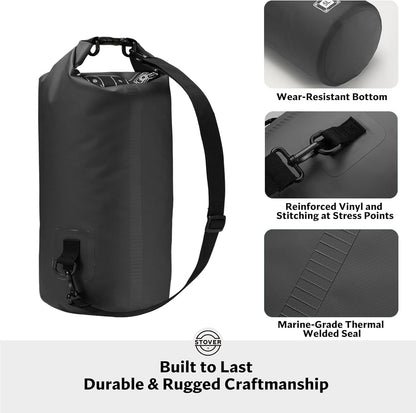 STOVER 5/10/25/30/40/55L Waterproof Backpack- Floating Dry Bag for Kayaking, Travel, Beach, Hiking, & Camping, Men/Women
