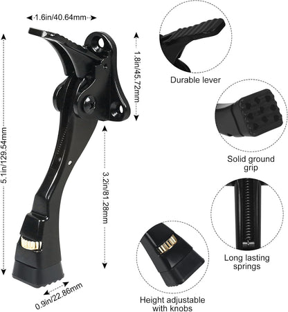 2 Packs Heavy Duty Kickdown Door Stopper, One Touch Adjustable Kickdown Door Stop for Heavy Doors, 4 in Metal Door Kickstand with Rubber Tip & Wall Protectors for Wide Doors- Black