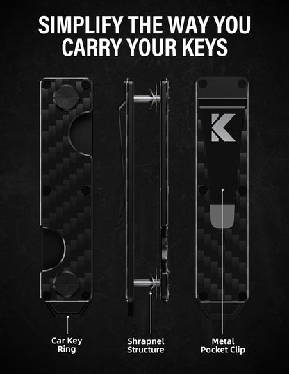 Key Organizer Key Holder Compact Key Case Minimalist Metal Key Chain Key Holder for Keychain Secures 8-10 Keys EDC