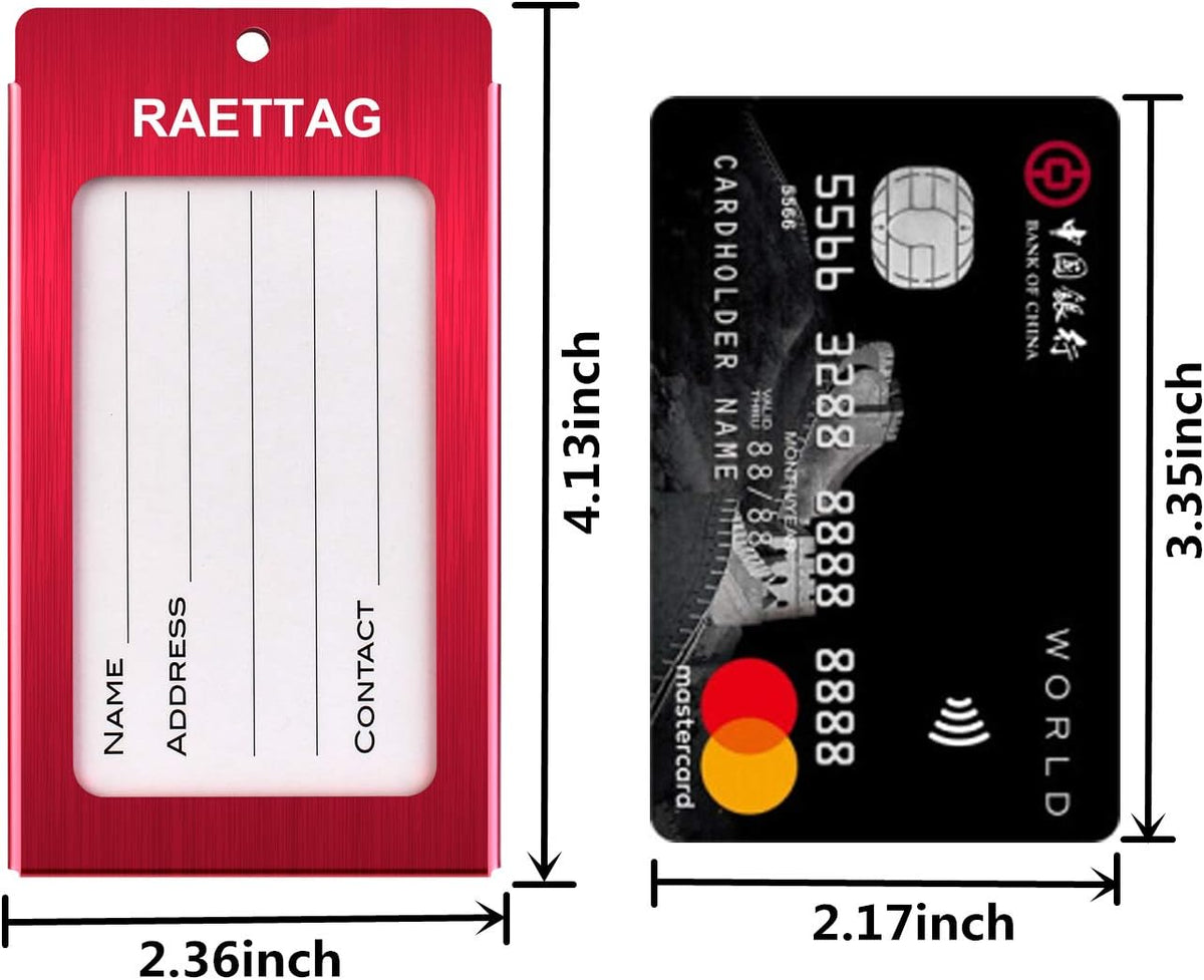 Luggage Tags Metal Suitcase Tags Travel Bag ID Identifier Luggage Tag (Red 2-Pack)