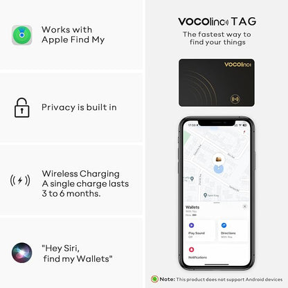 VOCOlinc Air Card Tag Rechargeable Wallet Tracker 1.6mm 2 Pack Black, Item - Image 2