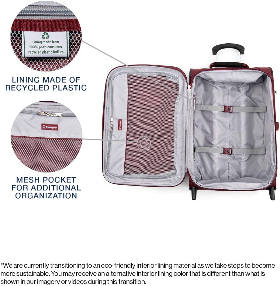 Travelpro Maxlite 5 Softside Expandable Upright 2 Wheel Carry on Luggage, Lightweight Suitcase, Men and Women, Burgundy, Carry On 22-Inch