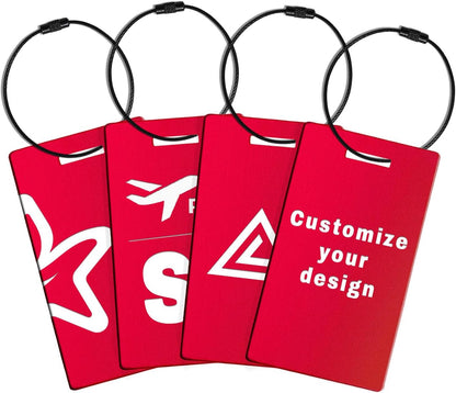 4PCS Personalized Luggage Tags for Travel Durable Aluminium Luggage Tags for Suitcases Custom Bag Tags for Backpacks Heavy Duty Personalized Name Tags for Birthday Gifts(Small,Red)