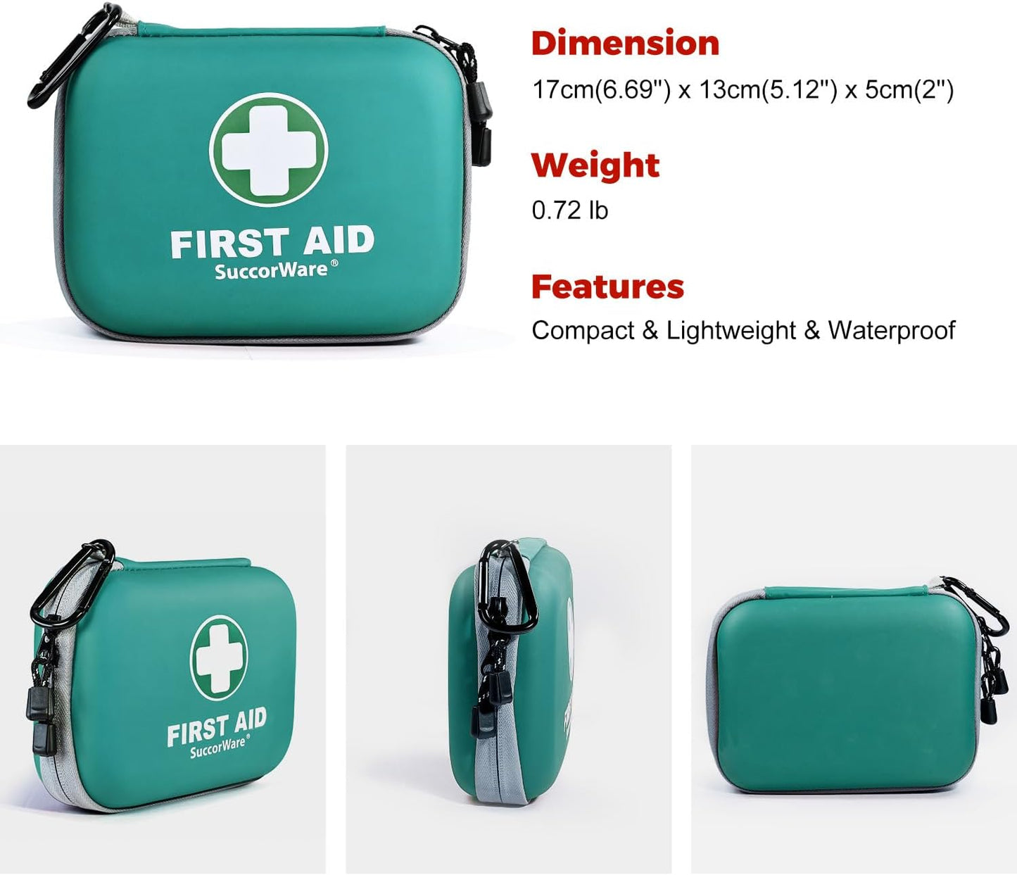 150 Pieces Mini First Aid Kit - Small Medical Kit with Hard Shell - Emergency First Aid Kit for Car, Travel, Home, Outdoor, Office, Camping, Hiking (Green)