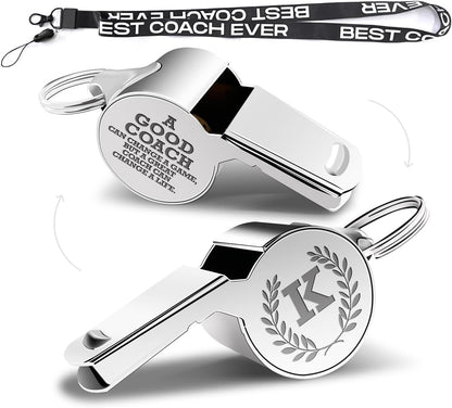 fkovcdy Letters Coach Gifts, Whistle for Coaches, Whistle Emergency, Thank You Coach Gifts, Coaches Whistle with Lanyard Coach Gift for Men Women Teachers Referees Sports Coach Outdoor,Letter K