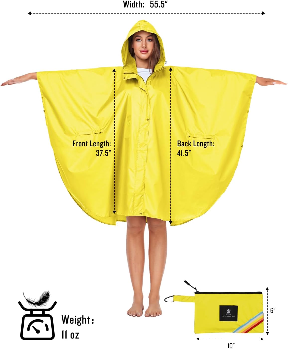 SaphiRose Unisex Rain Poncho Hooded Waterproof Raincoat for Adults Women
