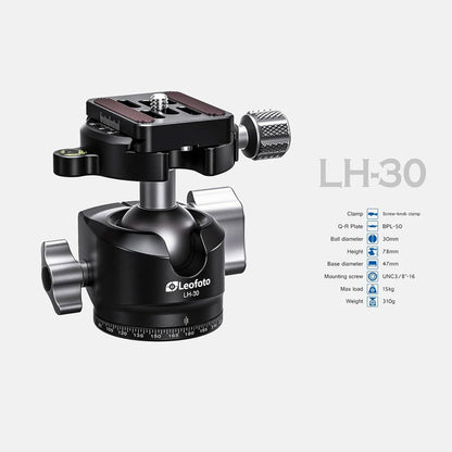 Leofoto Professional Camera Tripod, 46" Compact Carbon Fiber Tripod for DSLR Video Camcorder, 4 Leg Sections, 360° Ball Head, Max Load 8KG/18Lb (LS-254CX+LH-30)