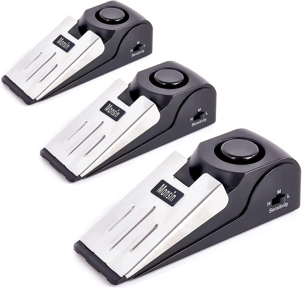 Door Stop Alarm, Door Stopper with 120DB Security Alarm, Floor Wedge Doorstop for Travel Apartment Home House (Pack of 3)