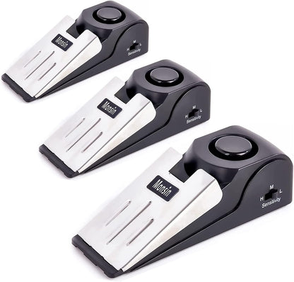 Door Stop Alarm, Door Stopper with 120DB Security Alarm, Floor Wedge Doorstop for Travel Apartment Home House (Pack of 3)