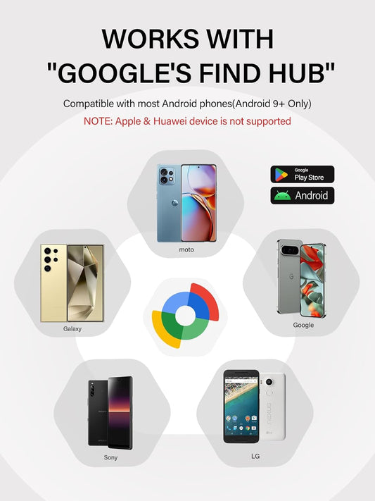 Android Tracker Tags, Works with Google's Find Hub App (Android only), Key Finder Item Locator Tracking Device Smart Tags for Luggage, Wallet, Vehicles, Keys (Black, 2 Pack)