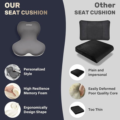 Coverado Car Seat Cushion and Lumbar Support Pillow One Piece, Memory Foam - Image 9