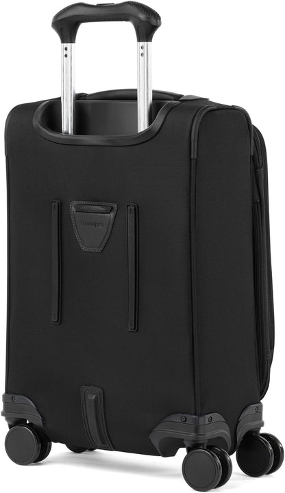 Travelpro VersaPack+ Lightweight Softside Expandable Carry on Luggage, 8 Spinner Suitcase, TSA Lock, Men and Women, Compact Carry On 20-Inch, Black