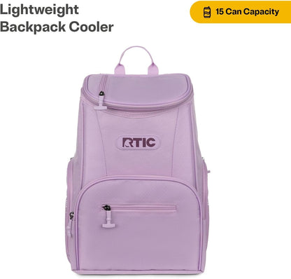 RTIC 15 Can Lightweight Backpack Cooler Soft Insulated Portable Bag for Lunch, Beach, Drink, Beverage, Travel, Camping, Picnic, Car, Hiking,
