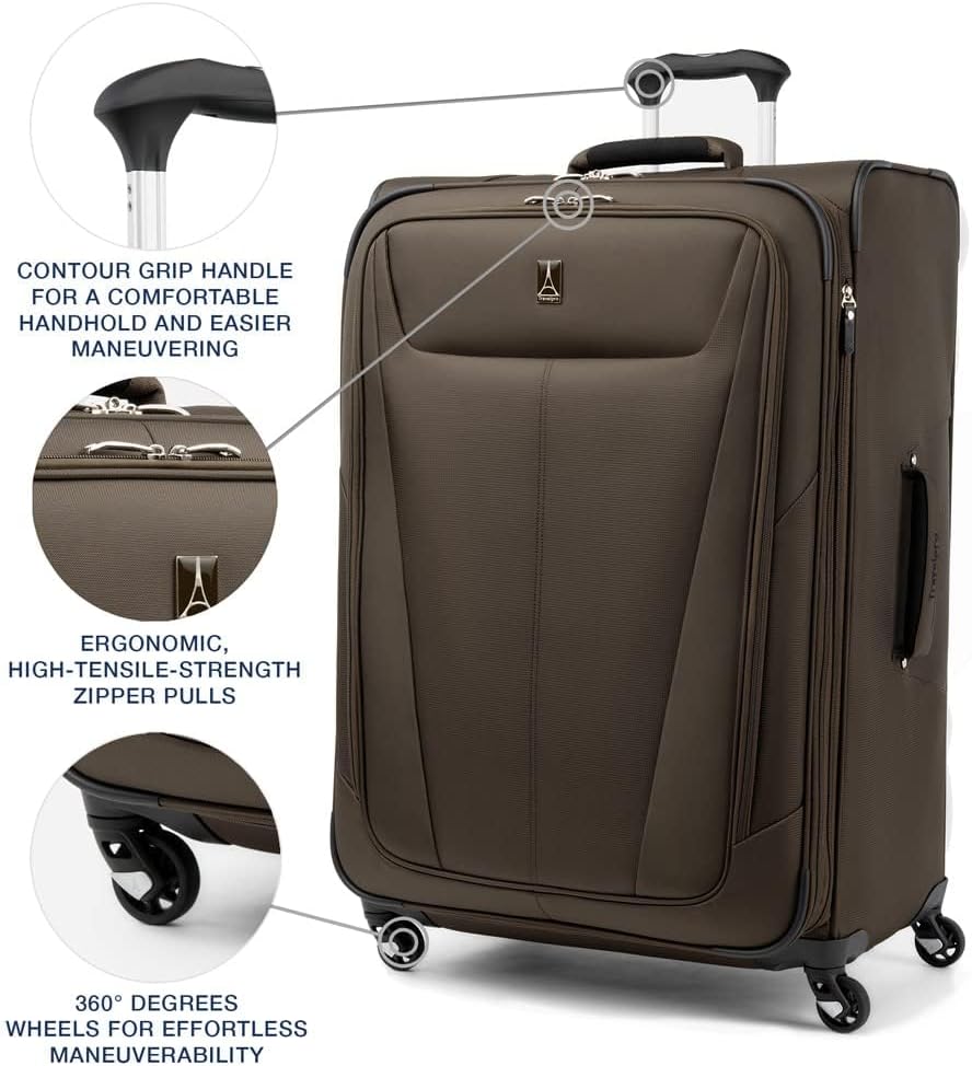 Travelpro Maxlite 5 Softside Expandable Checked Luggage with Spinner Wheels, Lightweight, 29-Inch — Mocha