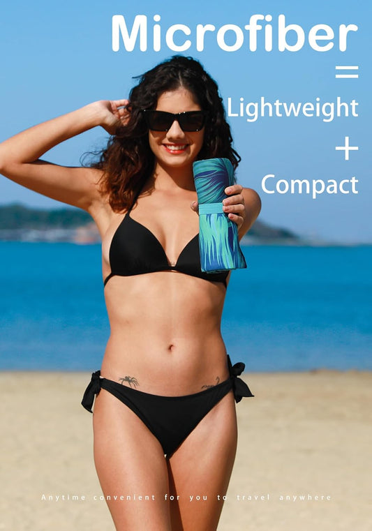 4 Pack Microfiber Lightweight Beach Towel Sand Free Quick Dry Absorbent Thin Compact Towels for Swimming Pool Camping Beach Accessories Large Easy Pack Travel Things for Vacation Essentials Gift