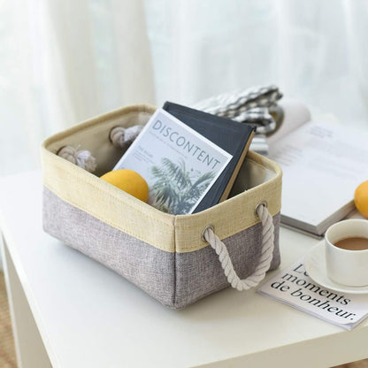 TheWarmHome Storage Baskets for Organizing - 11.8x7.8x5.2 inch Small 6 Pack Storage Bins for Shelve, Farbic Storage cubes Organizer for Baby Toys Nursery (Gold & Grey)