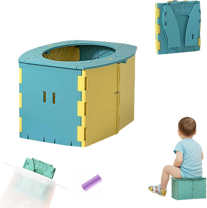 Travel Potty,Portable Potty Seat Foldable Travel Training Toilet Seat,Foldable Toilet for Outdoor Camping (Blue)