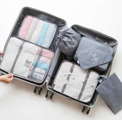 9 Set Packing Cubes for Suitcases, Aydicon Travel Luggage Packing Organizers with Laundry, Toiletry Bag, Compression Storage Shoe Bag, Toothbrush Case, Travel Essentials (Grey)